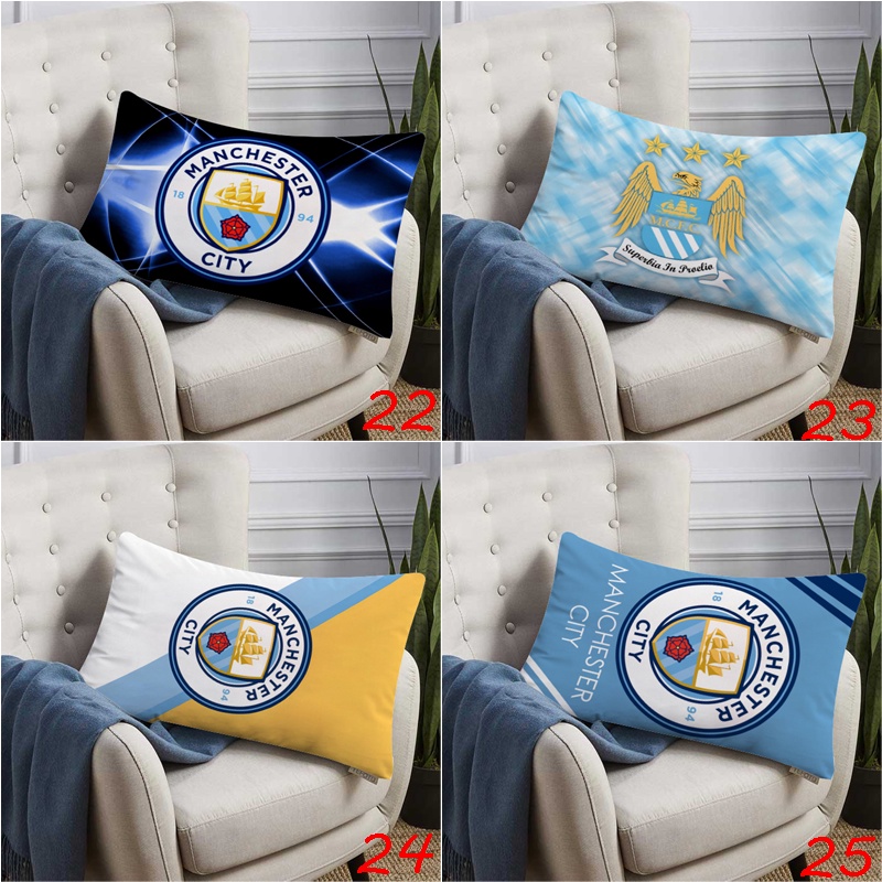 Vỏ Gối polyester In Hình logo Câu Lạc Bộ Bóng Đá manchester city Một Mặt Trang Trí Nhà Cửa