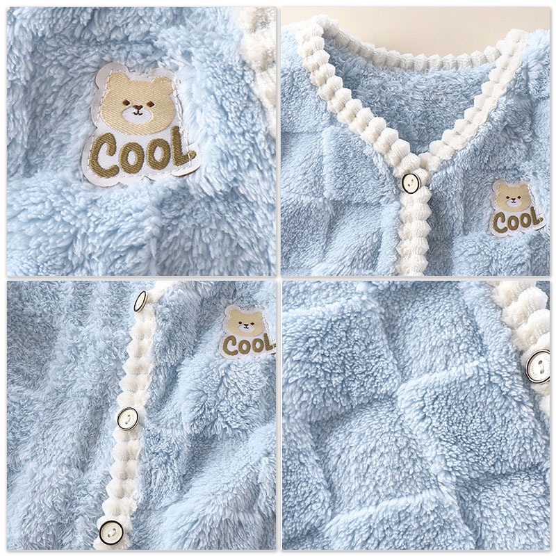 Momo Áo Vest Nhung Dày Hai Mặt Giữ Ấm Thời Trang Cho Bé Trai Và Bé Gái