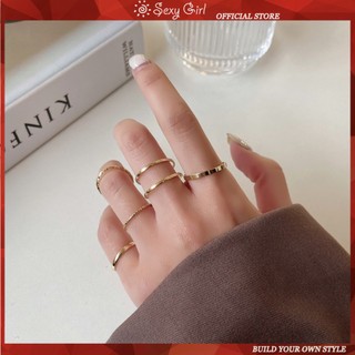 Set 5 nhẫn thiết kế đơn giản hợp thời trang Hàn Quốc cho nữ