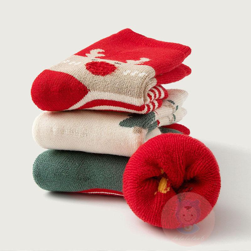 Laa6-giày Giáng Sinh Bằng cotton Dày Ấm Áp Cho Bé