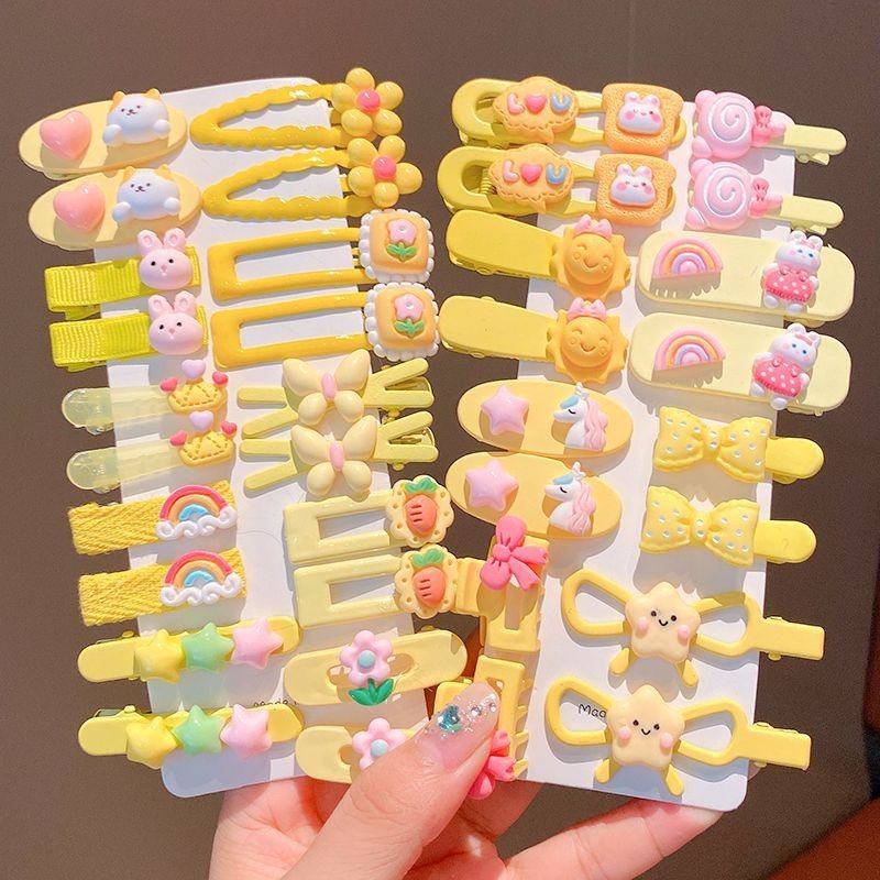 Set 20 Kẹp Tóc Nhỏ mini Họa Tiết Hoạt Hình Phong Cách Dễ Thương Hàn Quốc Cho Bé Gái