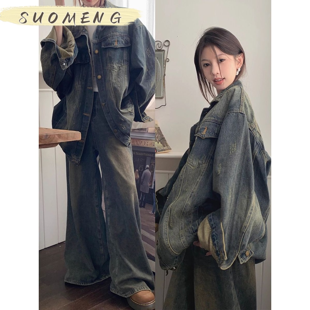 SUOMENG áo khoác jean áo khoác nữ New Style High-quality Korean Fashion WJK23B0RDK 47Z231123