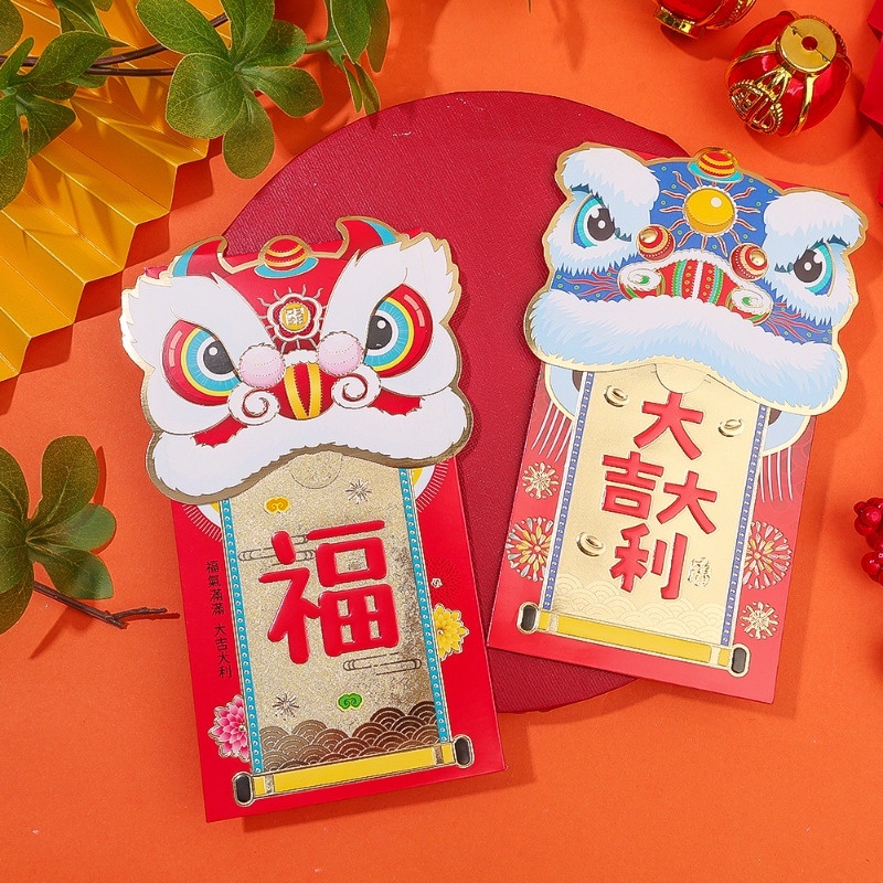 Set 6 Bao Lì Xì Hình Rồng Đỏ Hoạt Hình 3d May Mắn Cho Năm Mới