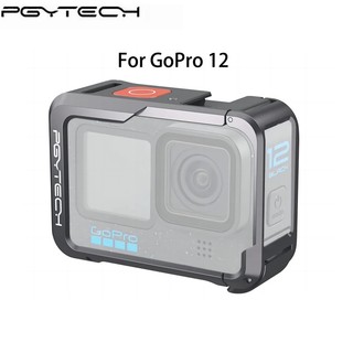 Pgytech action camera cage for gopro 12 gopro 11/10/9 aluminum alloy material with 1/4 inch threaded interfaces pro accessories