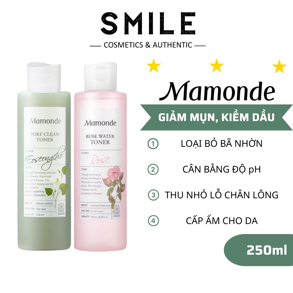 Nước hoa hồng Mamonde Toner cấp ẩm kiềm dầu 250ml