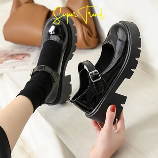 Giày Mary Jane mũi tròn đế dày 6cm phong cách ulzzang thanh lịch thời trang dành cho nữ