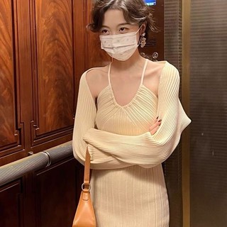 Set Áo cardigan Dệt Kim Phối Chân Váy Phong Cách retro Nữ Tính