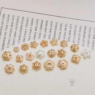 Mũ Hoa Đính Hạt Giá Đỡ Mũ Gioăng 14K Đồng Clad Vàng Giữ Màu Zircon Thụ Thể Bạc Rỗng Vòng Tay Đính Hạt Tự Làm Phụ Kiện Trang Sức