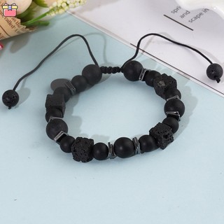 Vòng tay chuỗi hạt đá núi lửa 8mm phong cách phật giáo cho nam