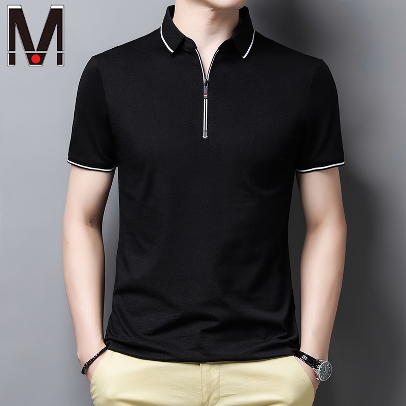 Mới Áo polo Tay Ngắn Màu Trơn Thoáng Khí Thời Trang Công Sở Cho Nam