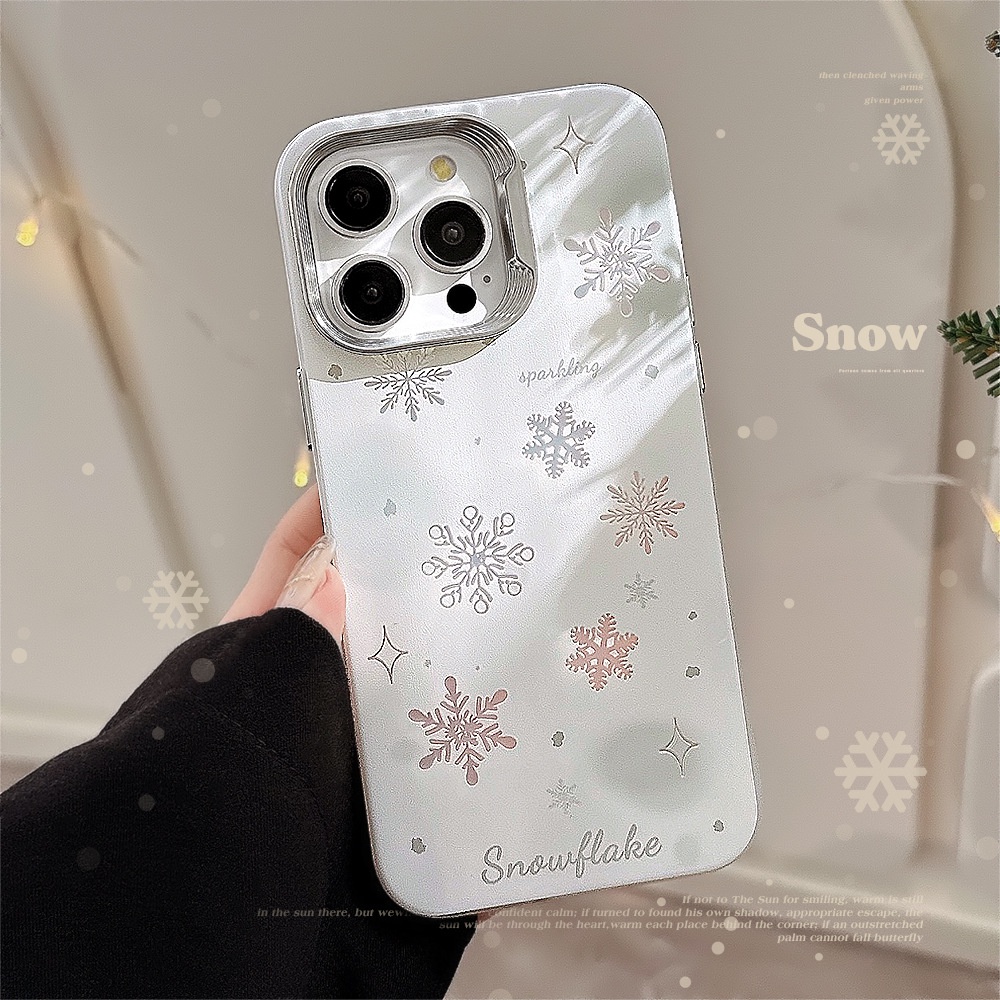 Ốp Điện Thoại tpu Silicon Mạ Điện Hình Bông Tuyết Chống Rơi Cho iphone 12 13 14 15 pro max plus