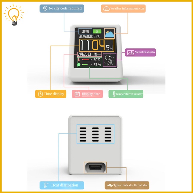 Thiết Bị Cảm Biến Nhiệt Độ Điện Tử Không Dây Màn Hình lcd 1.54 inch wifi