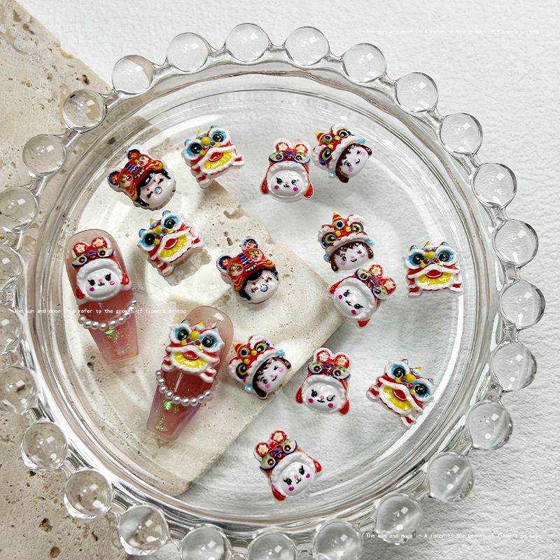 Charm Hoạt Hình Nón Lân Tết 2024 | Trang Trí Móng Tay