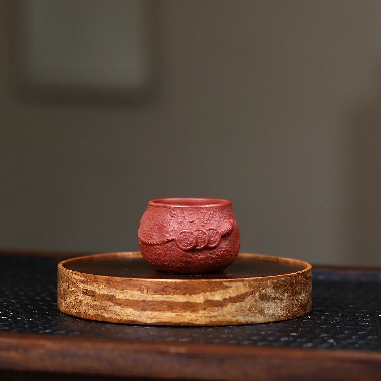 Ấm trà Yixing Zisha [Huayun] Quặng thô Dahongpao 60cc Golden Toad Tea Cup Bộ trà Kung Fu [A201-03]