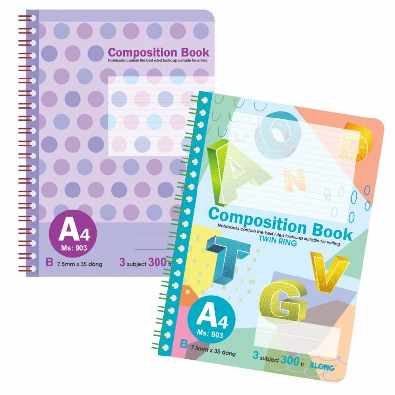 Sổ lò xo kép bìa nhựa khổ A4 - 300 trang KLONG MS: 903