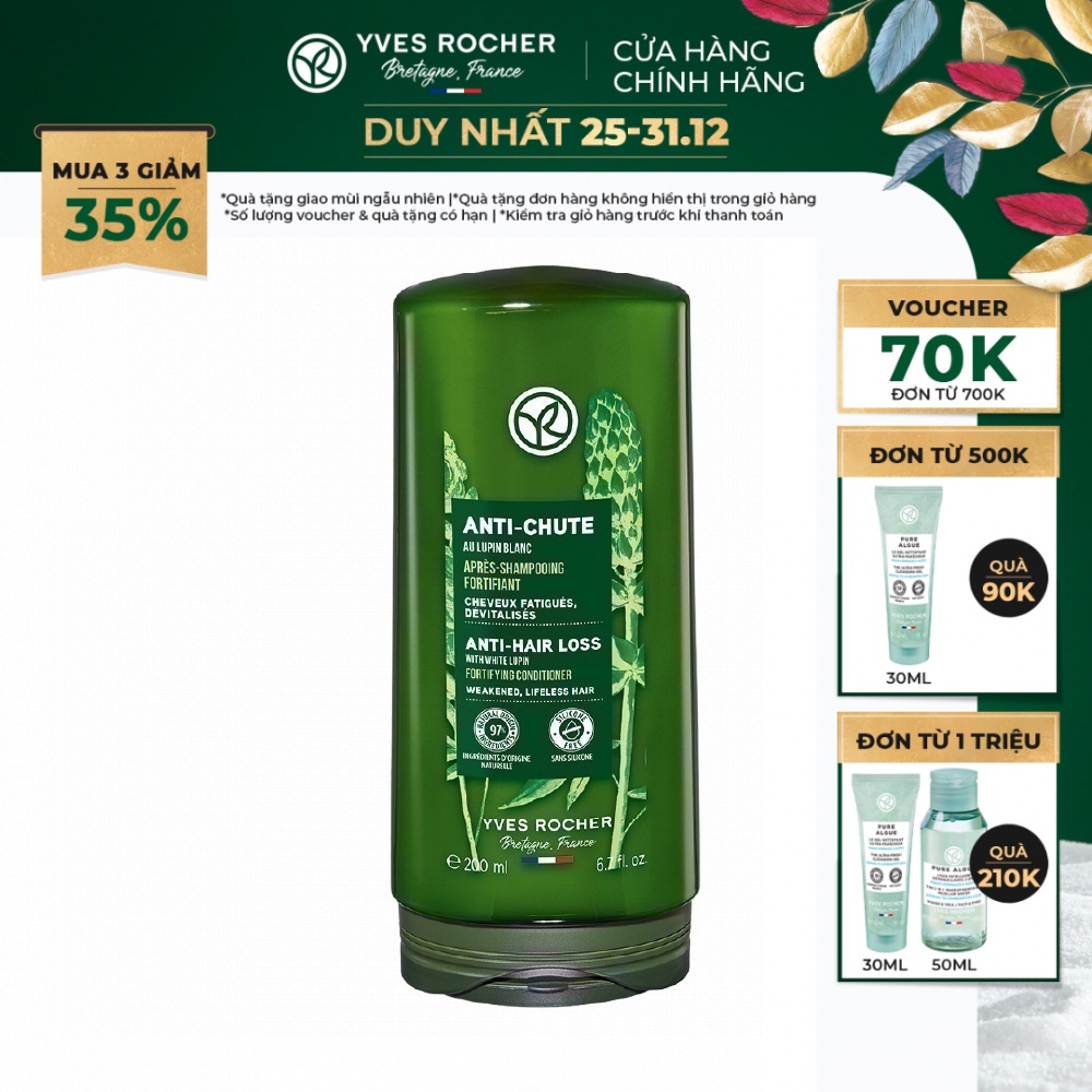 Dầu Xả Giảm Tóc Gãy Rụng Yves Rocher Anti-Hair Loss With White Lupin Fortifying Conditioner Bottle 200ml