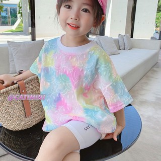 Catimini Áo Thun Ngắn Tay Nhuộm Màu Phong Cách Hàn Quốc Cho Mẹ Và Bé