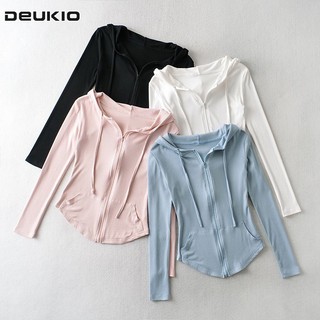 Deukio Áo Khoác Thể Thao Tay Dài Chống Nắng Dáng Rộng Thời Trang Cho Nữ