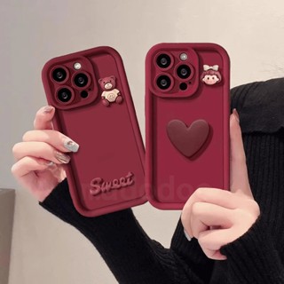 ốp lưng  Samsung Galaxy S24 Ultra S23 Plus S22 S21 S20 FE 5G J2 J7 Prime J4 J6 Plus A7 2018 A05S A05 A02S A02S A10 M51 M10 A71 4G A03 Core Cute Love Heart Girl Sweet Bear HandWork 3D Doll Soft Phone Case Thicken Scrub Anti-fall Back Cover JGS 02