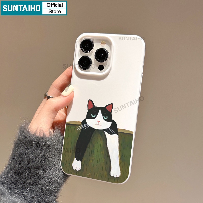 Suntaiho Ốp lưng iphone Ốp Điện Thoại silicone mềm họa tiết mèo thích hợp cho iPhone 11 Pro Max 14 12 13 XS X XR XS Max 7 8 Plus