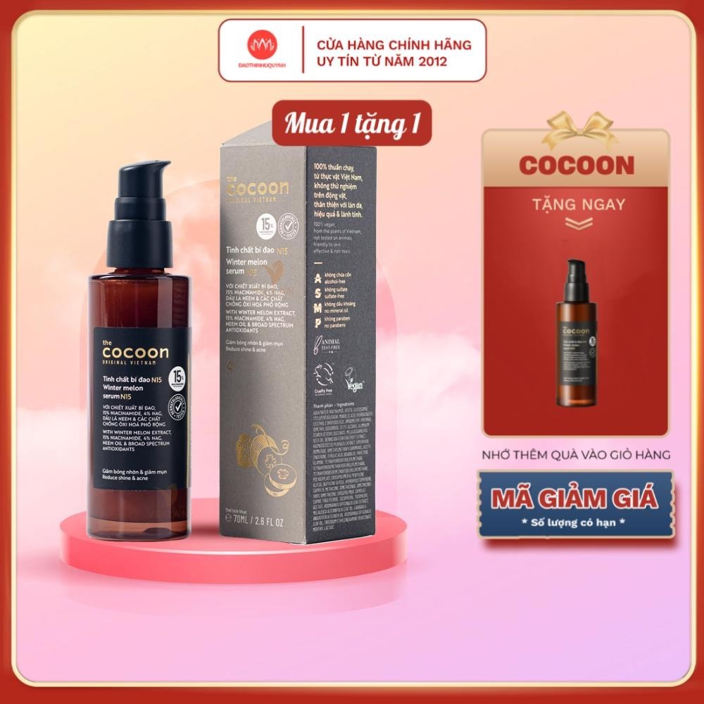 Tinh chất bí đao Cocoon N15 Serum giảm bóng nhờn và giảm mụn Winter Melon 70ml - chính hãng
