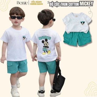 Set đồ đi chơi bé trai sành điệu áo thun cổ tròn kèm quần chuột Mickey 1 đến 7 tuổi BERNIE H1124B44