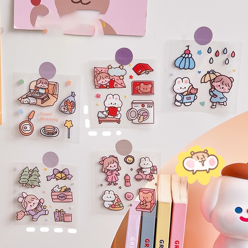 Set hộp 100 tấm sticker 1000 hình dán chống nước nhiều phong cách cute dễ thương   RYVN