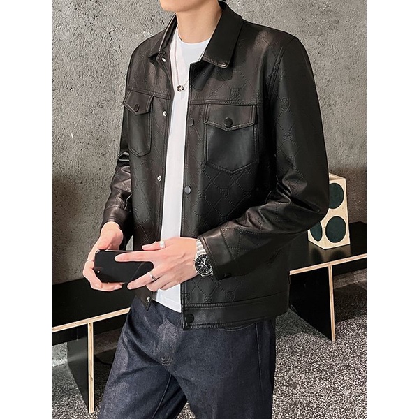 Áo Khoác Da Mỏng In Hình Cá Tính Thời Trang Xuân Thu 2023 Cho Nam