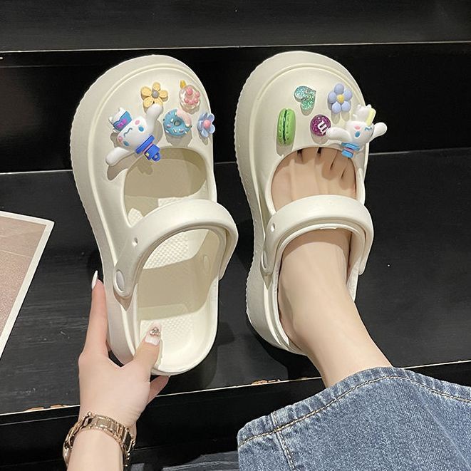 C-FOOT Dép cross cute nữ dép sục bánh mì chống trượt chống nước，Tạo hình Sanrio Cinnamoroll Dễ thương