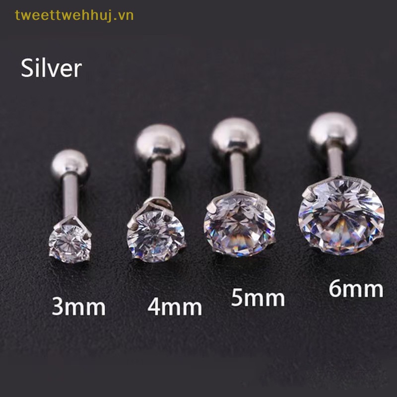 Tweehuj 1 Bông Tai 4 Chấu Đính Đá Thời Trang Cho Nam / Nữ vn