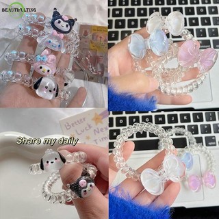 Dây cột tóc co giãn hình hello kitty / ếch dễ thương cho nữ