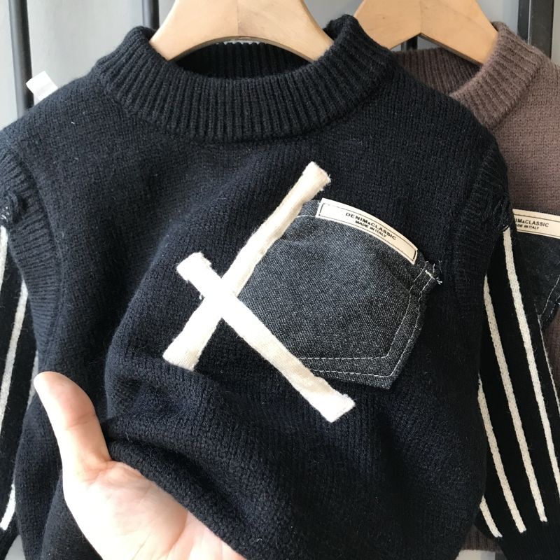 Áo sweater Dệt Kim Dày Dặn Thời Trang Thu Đông Cho Bé Trai