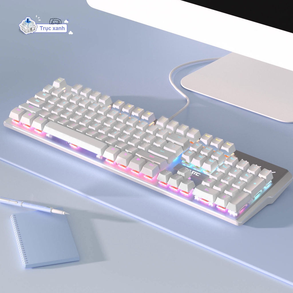 Bàn Phím Cơ Gaming Basic KB5 Luxury Cao Cấp 104 Phím Màu Hồng Có Dây/ Đèn LED Chống Nước Chơi Game Cho Máy Tính/laptop