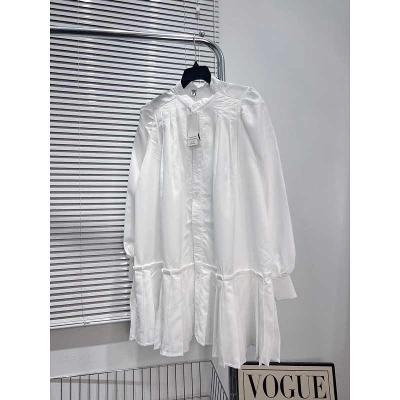 Váy Sơmi Thô Cổ Tàu Xếp Ly Dáng Babydoll Kèm Ảnh Thật Và Video Erashop