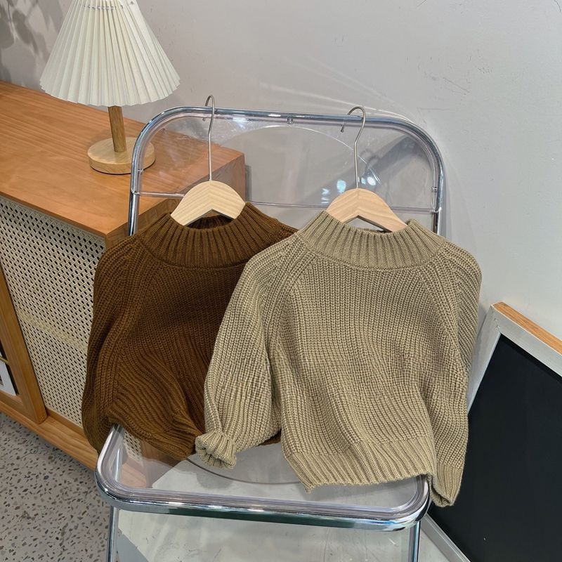 ❤Áo Dệt Kim Tay Dài Màu Trơn Phong Cách Hàn Quốc Thời Trang Mùa Thu Xinh Xắn Cho Bé Trai Và Gái