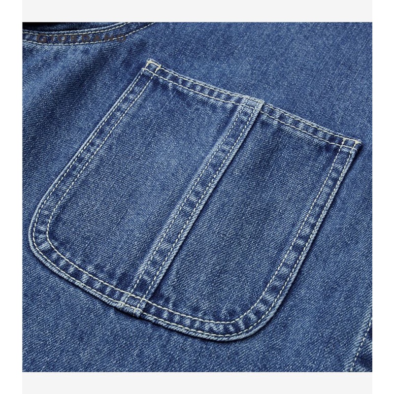 GIORDANO WOMEN Turn-down collar big pockets loose denim jacket 18373203