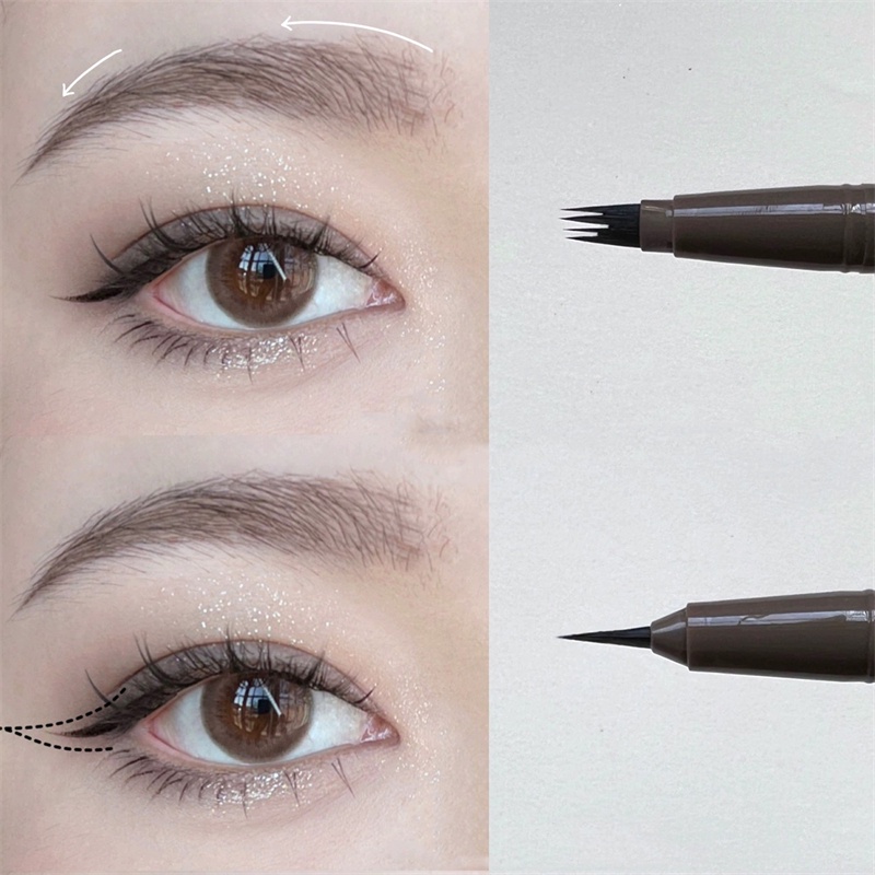 Abpopa Bút Chì Kẻ Lông Mày Mỏng Màu Bạc Hà Ngọt Ngào Với Đầu Chia Không Bị Nhòe