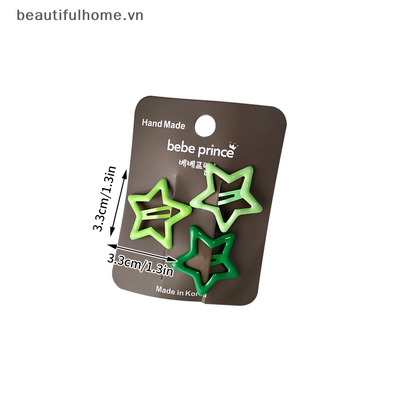 Bộ 3 Kẹp Tóc bb y2k Bằng Kim Loại Hình Ngôi Sao Nhiều Màu Dễ Thương Cho Nữ