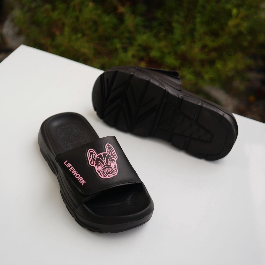 Dép LW đế cao quai dán hàn quốc quai in hình chú chó