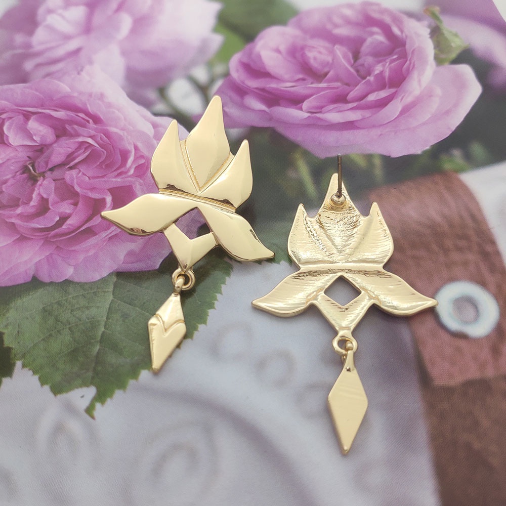 Game honkai Bông Tai Hợp Kim Hình 3 Cây Diềm Xếp Nếp Thời Trang Cho Nữ