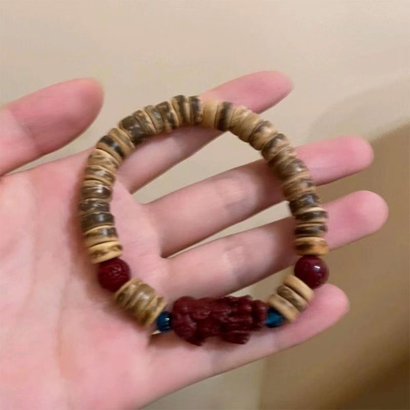 Vòng Tay Hạt Gỗ Đàn Hương Góc Tròn Phong Cách retro Cho Nữ