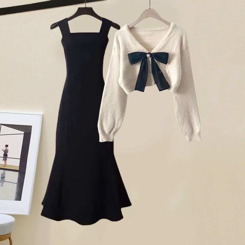 Bộ Áo Khoác + Đầm Đuôi Cá Ôm Eo Thời Trang Mùa Thu 2023 Mới Mẻ Trẻ Trung Cho Nữ