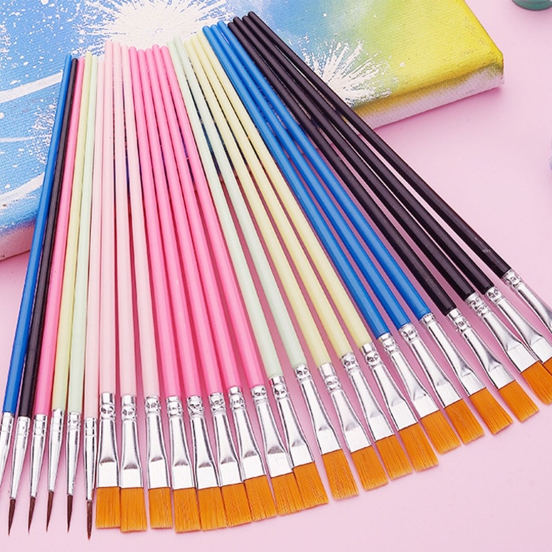 Va Set 10 Cọ Vẽ Tranh Đầu Tròn Bằng nylon Cho Màu Nước acrylic
