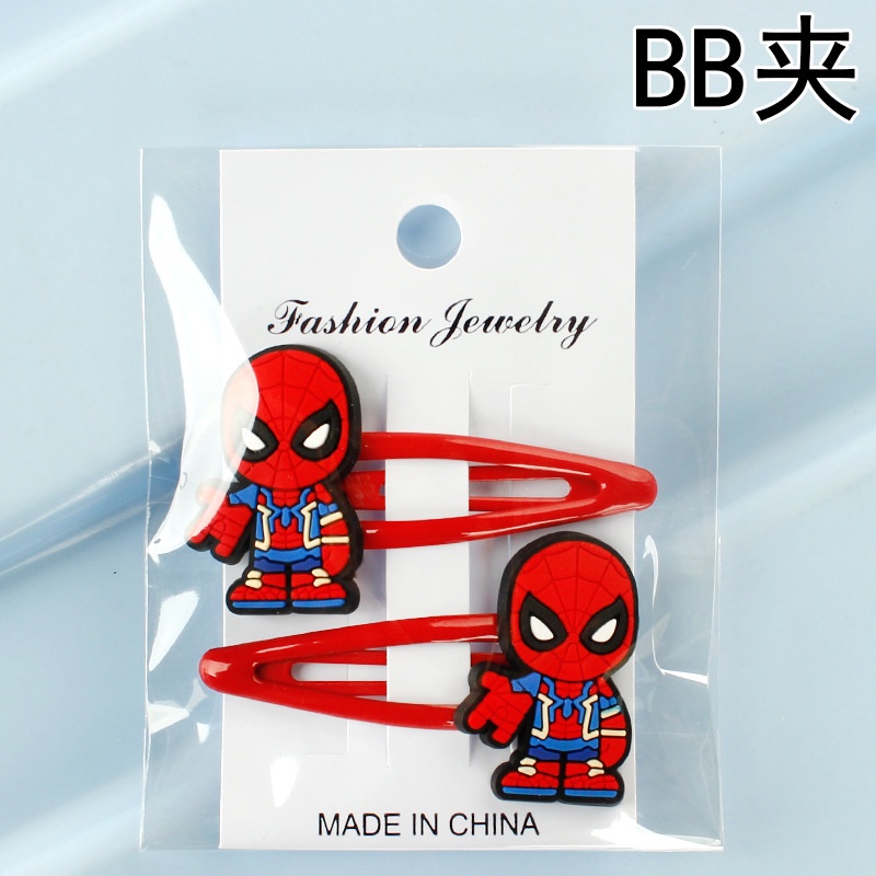 Set 2 Kẹp Tóc Hình Người Nhện Hoạt Hình Nhiều Màu Dễ Thương Cho Bé