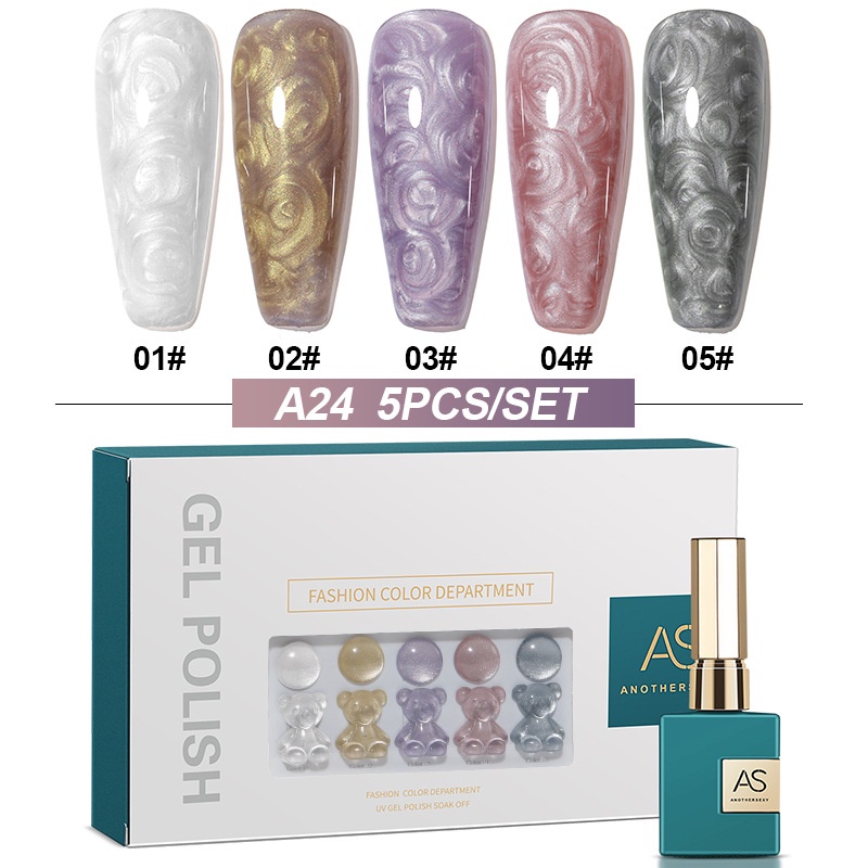 Sơn Gel AS 5 Màu Chai Xanh Lá Sơn Móng Tay | Vỏ Sò Ngọc Trai A24
