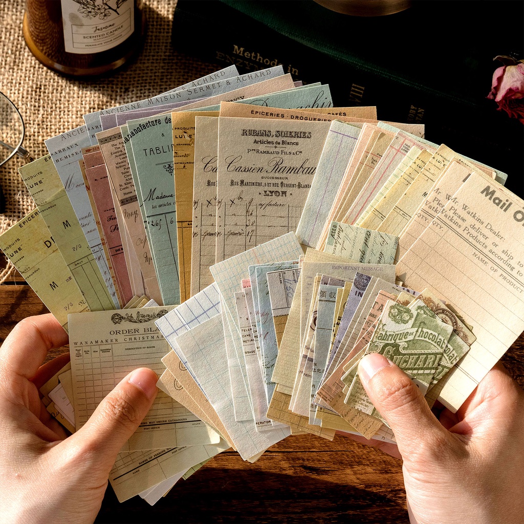 Bộ 100 Giấy Trang Trí Sổ Lưu Niệm Phong Cách vintage diy