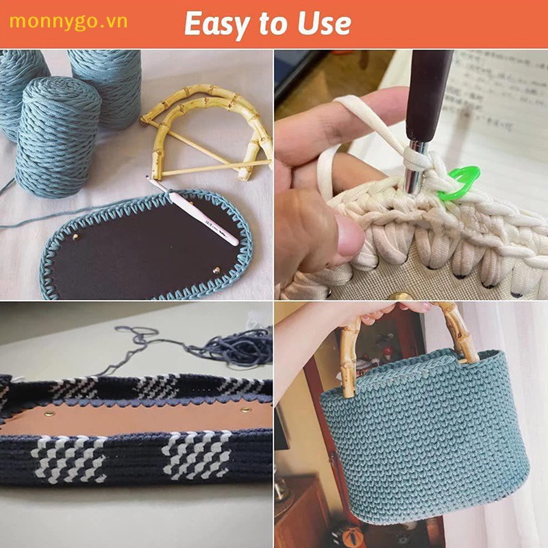 Monnygo Túi Da Dệt Kim Thủ Công Đế Dài 22 * 10cm Có Lỗ vn