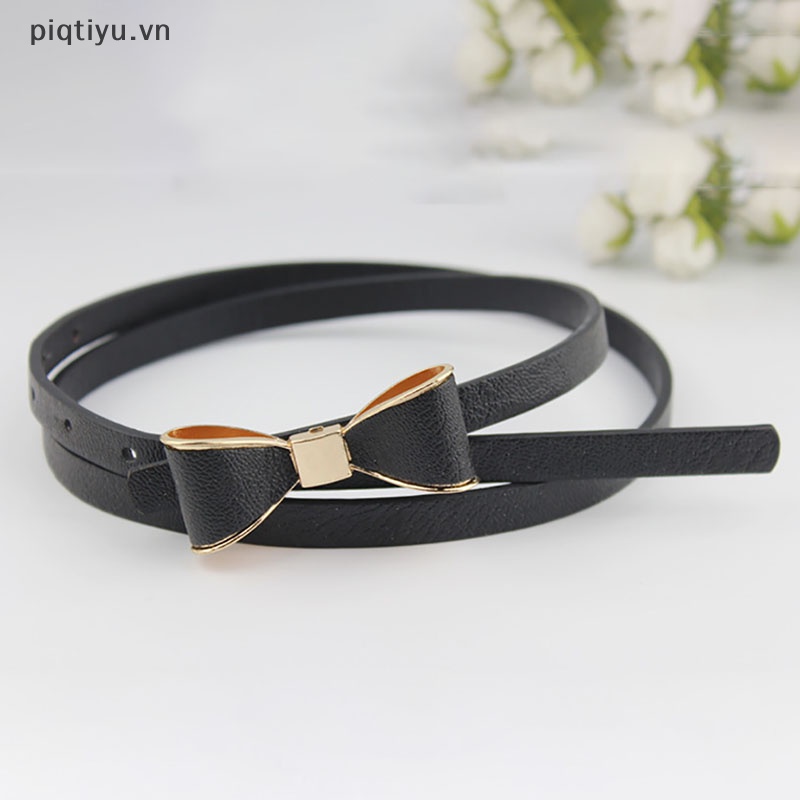 Thắt Lưng Da Pu Màu Trơn Khóa Kim Loại Thời Trang Cho Nữ