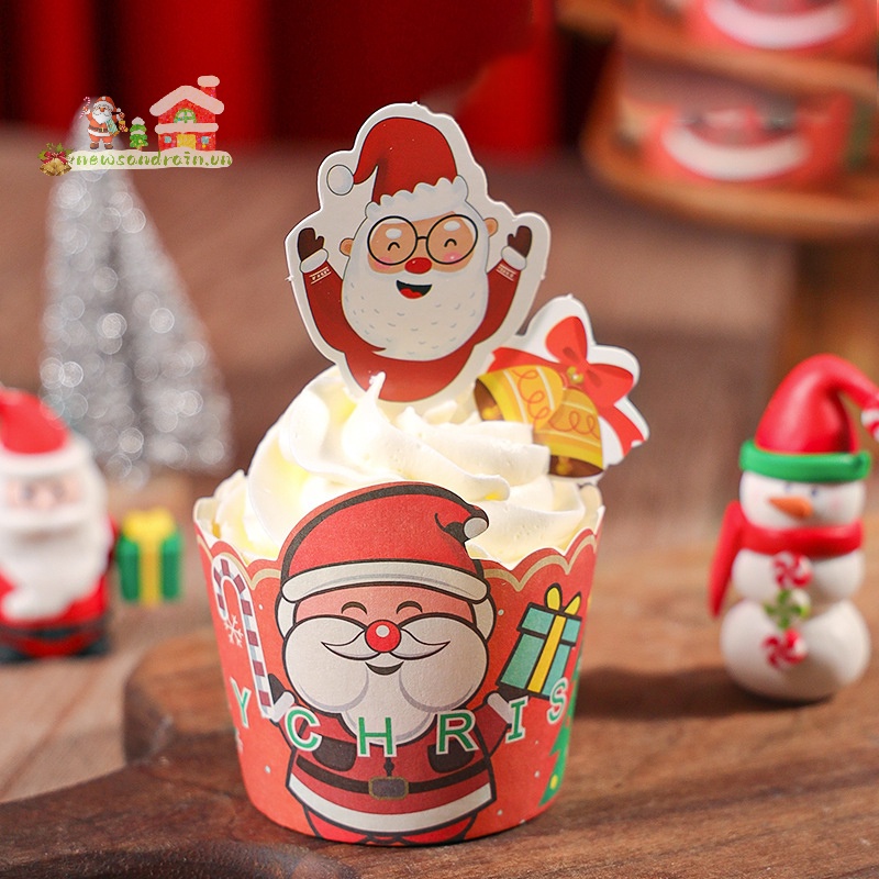 Newandrain 2024 Bánh cupcake muffin Chịu Nhiệt Cao Trang Trí Giáng Sinh Đẹp Mắt