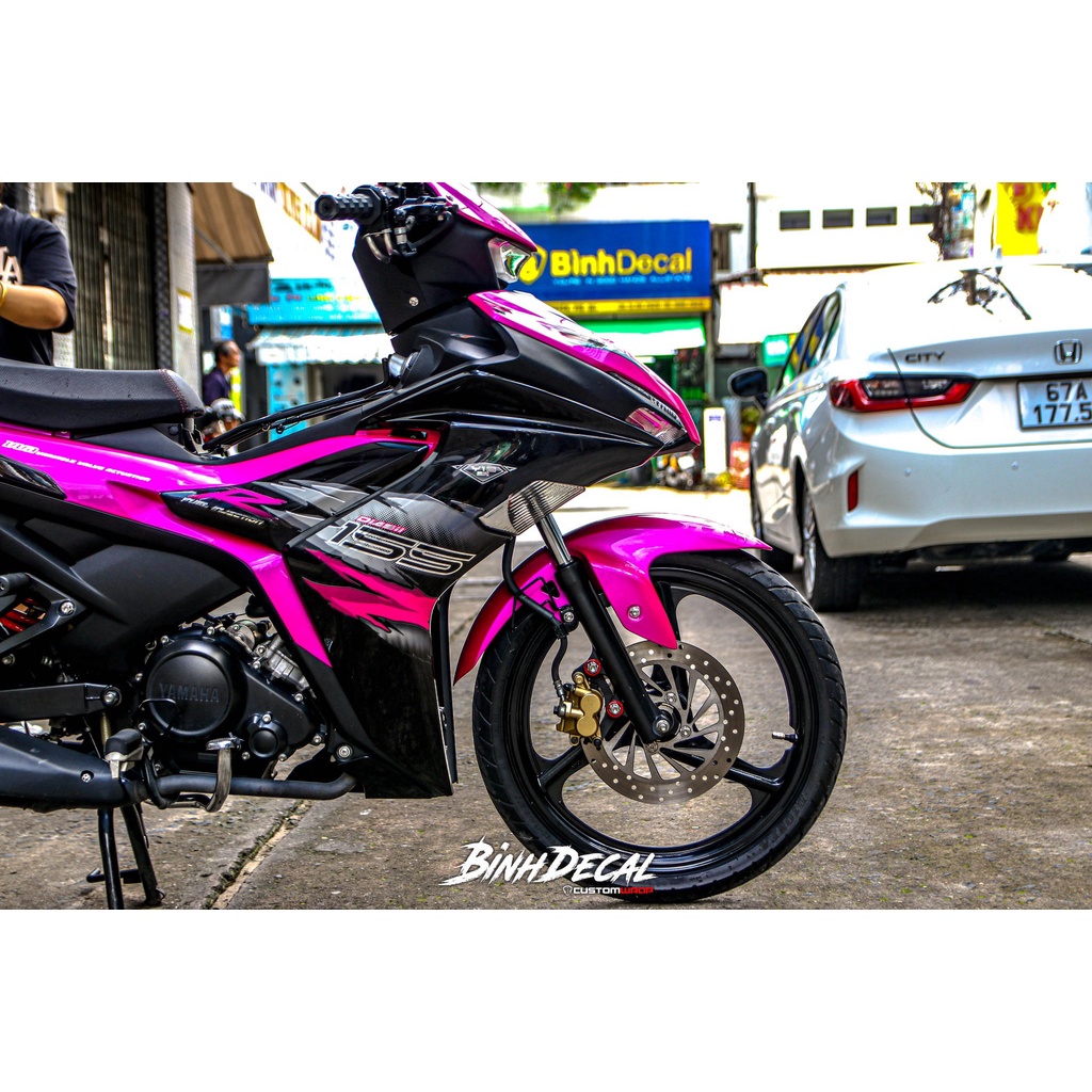 Tem Y16ZR hồng cho Exciter 155 xe đen - mẫu mới  2023 siêu hot - in cao cấp không bay màu
